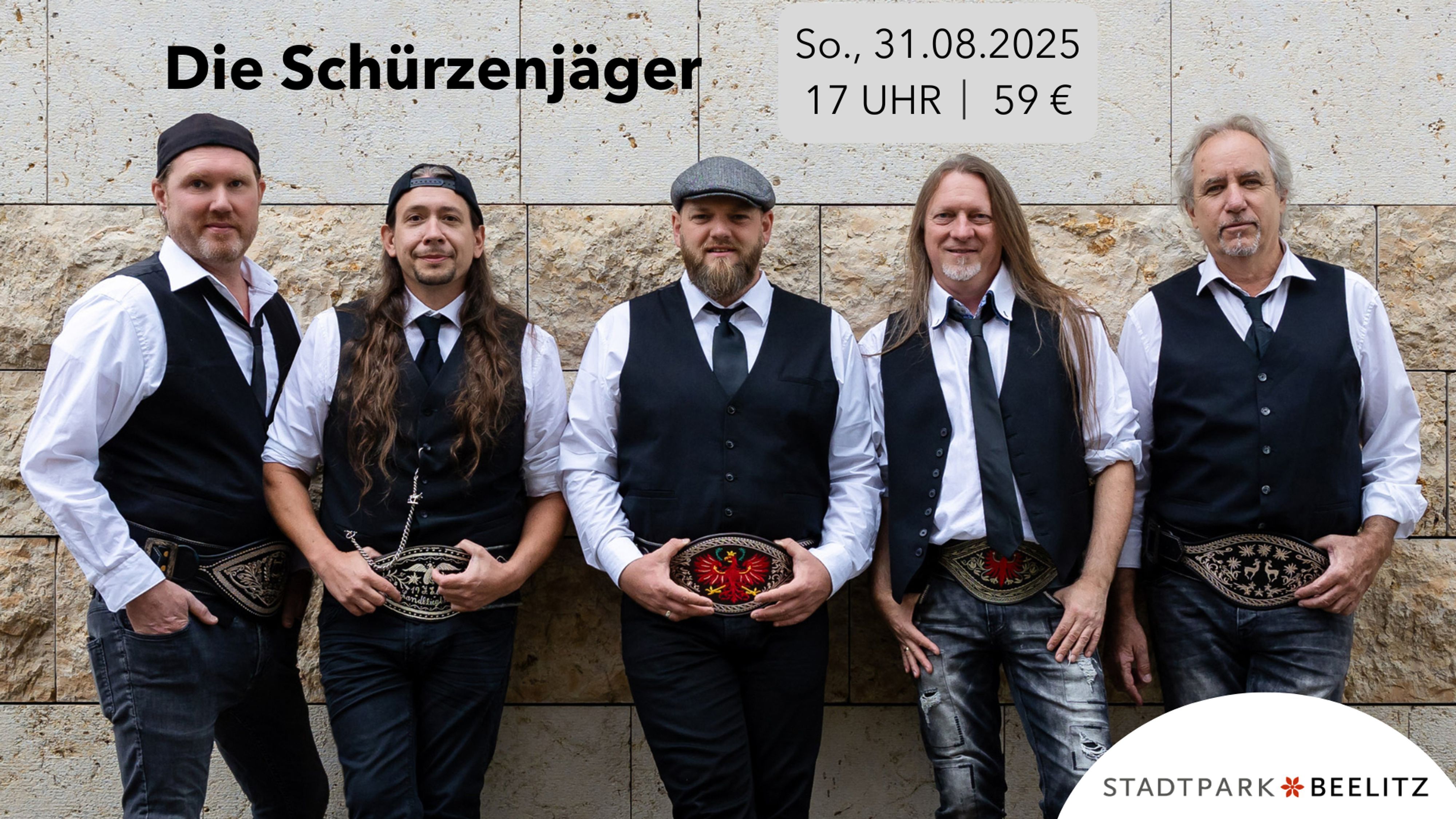 Die Schürzenjäger, eine österreichische Erfolgsband, präsentieren am 31. August 2025 eine exklusive Alpenrock-Show auf der Freilichtbühne Beelitz. Ein unvergesslicher Konzertabend: Die Schürzenjäger rocken Beelitz! | Symbolbild
